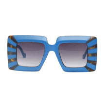 Load image into Gallery viewer, Sunglasses Square Blue Stripe Oversize Wide Edge
