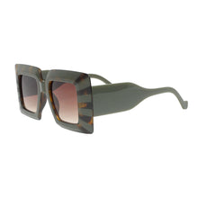 Load image into Gallery viewer, Sunglasses Square Green Stripe Oversize Wide Edge
