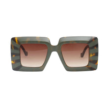 Load image into Gallery viewer, Sunglasses Square Green Stripe Oversize Wide Edge
