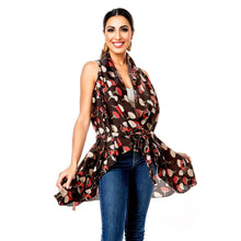 Load image into Gallery viewer, Black Floral Vest Cover Up
