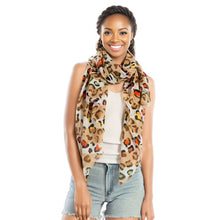 Load image into Gallery viewer, Beige Leopard Lightweight Scarf
