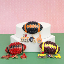 Load image into Gallery viewer, Brooch Football Team Spirit Navy and Orange Pin
