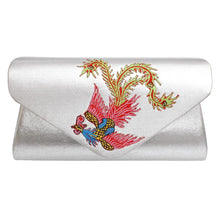 Load image into Gallery viewer, Evening Clutch Silver Phoenix Envelope Bag Women
