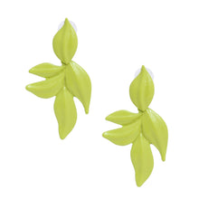 Load image into Gallery viewer, Dangle Vibrant Lime Green Tropical Leaf Earrings
