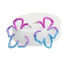 Load image into Gallery viewer, Hoops Exotic Tropical Floral Pink Blue Earrings
