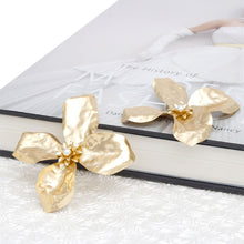 Load image into Gallery viewer, Studs Large Matte Gold Sculptured Flower Earrings
