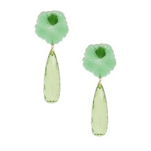 Load image into Gallery viewer, Dangle Green Tropical Flower Teardrop Earrings
