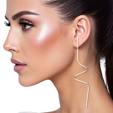 Load image into Gallery viewer, Studs Silver Thin Long Spiral Wire Earrings Women
