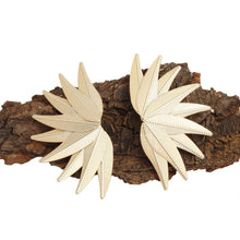 Load image into Gallery viewer, Studs Large Gold Fanned Tropical Leaves Earrings
