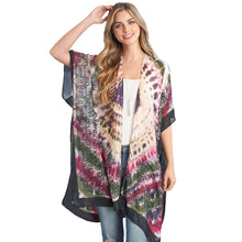 Load image into Gallery viewer, Purple Boho Tie Dye Kimono
