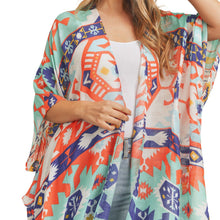 Load image into Gallery viewer, Turquoise Aztec Tribal Kimono
