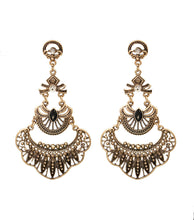 Load image into Gallery viewer, Metal Drop Burnished Gold Earrings
