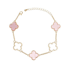 Load image into Gallery viewer, Anklet Gold Pink Quatrefoil 5 Motif Ankle Chain
