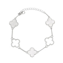 Load image into Gallery viewer, Anklet Silver White Quatrefoil 5 Motif Ankle Chain
