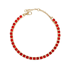 Load image into Gallery viewer, Anklet Gold Red Rhinestone Tennis Ankle Chain
