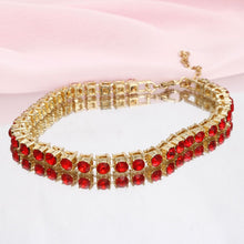 Load image into Gallery viewer, Anklet Gold Red Rhinestone Tennis Ankle Chain
