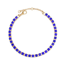 Load image into Gallery viewer, Anklet Gold Blue Rhinestone Tennis Ankle Chain
