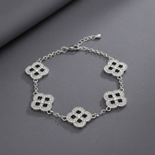 Load image into Gallery viewer, Black Encrusted Quatrefoil Motif Silver Bracelet
