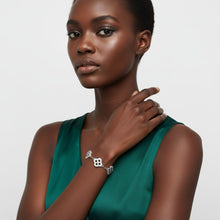 Load image into Gallery viewer, Black Encrusted Quatrefoil Motif Silver Bracelet
