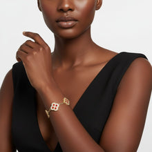 Load image into Gallery viewer, Red Encrusted Quatrefoil 5 Motif Chain Bracelet
