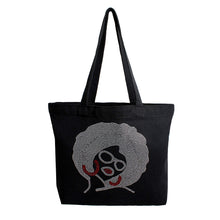 Load image into Gallery viewer, Tote Black Canvas Afro Bling Bag for Women
