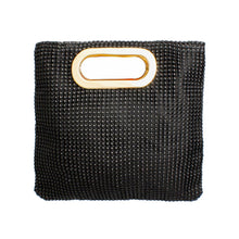 Load image into Gallery viewer, Handbag Black Rhinestone Mesh Square Clutch Women
