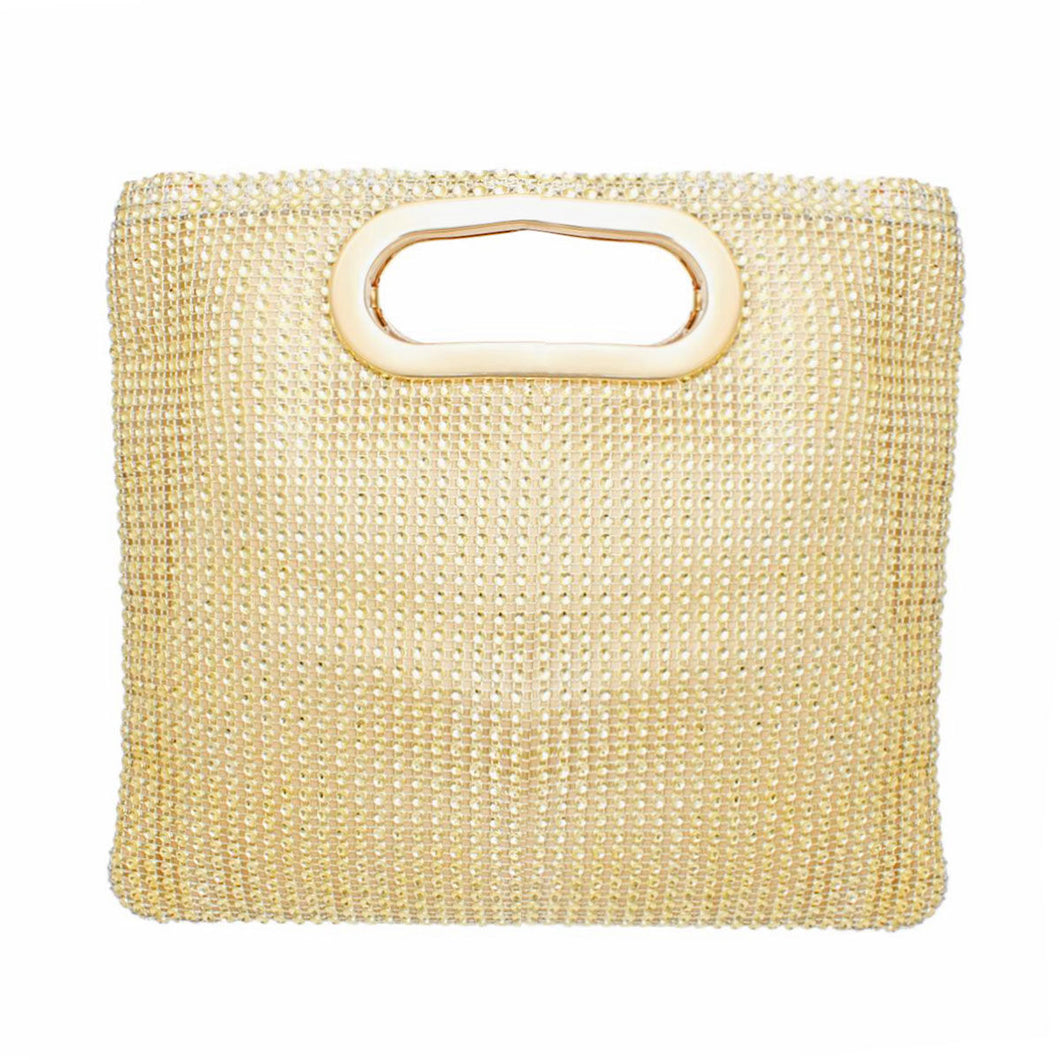 Handbag Gold Rhinestone Mesh Square Clutch Women