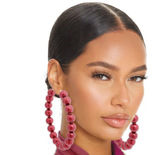 Load image into Gallery viewer, Hoops Burgundy Pearl Gold Earrings for Women
