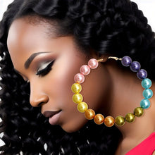 Load image into Gallery viewer, Hoops Multicolor Pearl Gold Earrings for Women
