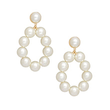 Load image into Gallery viewer, Pearl Cream Gold Large Teardrop Earrings for Women
