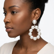 Load image into Gallery viewer, White Pearl Teardrop Chunky Earrings for Women

