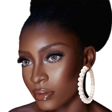 Load image into Gallery viewer, White Wire Wrapped Hoops
