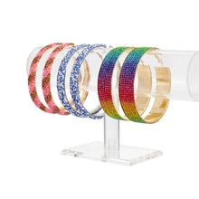 Load image into Gallery viewer, Rainbow Rhinestone Wide Metal Hoops
