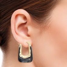 Load image into Gallery viewer, Hoops Marbled Black U Shaped Earrings for Women
