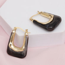 Load image into Gallery viewer, Hoops Marbled Black U Shaped Earrings for Women
