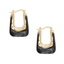 Load image into Gallery viewer, Hoops Marbled Black U Shaped Earrings for Women
