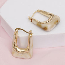 Load image into Gallery viewer, Hoops Marbled Ivory U Shaped Earrings for Women
