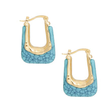 Load image into Gallery viewer, Hoops Cracked Turquoise U Shaped Earrings Women
