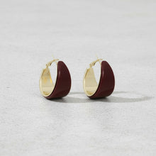 Load image into Gallery viewer, Hoop Burgundy Resin Coated Classic Wide Earrings
