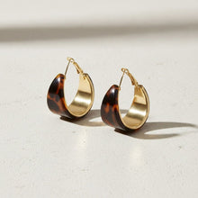 Load image into Gallery viewer, Hoop Tortoiseshell Resin Coated Classic Earrings
