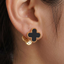 Load image into Gallery viewer, Black Clover Crystal Stud Earrings with Omega Back

