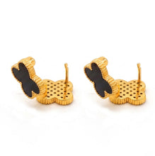 Load image into Gallery viewer, Black Clover Crystal Stud Earrings with Omega Back

