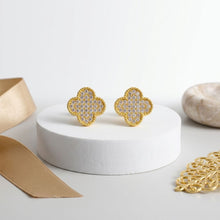 Load image into Gallery viewer, Black Clover Crystal Stud Earrings with Omega Back
