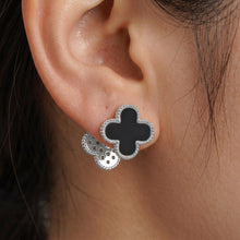 Load image into Gallery viewer, Black Clover Silver Stud Earrings with Omega Back
