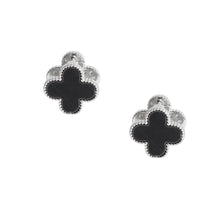 Load image into Gallery viewer, Black Clover Silver Stud Earrings with Omega Back
