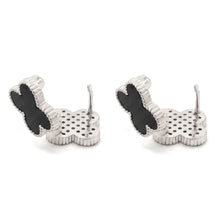 Load image into Gallery viewer, Black Clover Silver Stud Earrings with Omega Back
