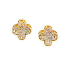 Load image into Gallery viewer, Red Clover Crystal Stud Earrings with Omega Back
