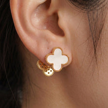 Load image into Gallery viewer, White Clover Crystal Stud Earrings with Omega Back

