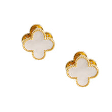 Load image into Gallery viewer, White Clover Crystal Stud Earrings with Omega Back
