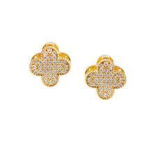 Load image into Gallery viewer, White Clover Crystal Stud Earrings with Omega Back
